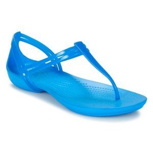 *RARE* Crocs Women's Blue Isabella T-Strap Strappy Sexy Relaxed Fit Sandals W 8